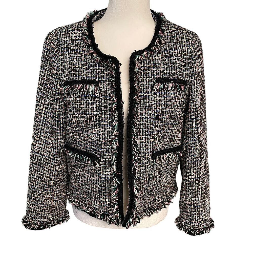 J. Crew Lady Metallic Tweed Jacket 8 Black Multicolor Old Money Preppy